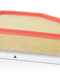 Engine Air Filter Replacement For BMW 530e 530i 540i 740i 745e 840i X3 X4 X5 X7 showing dimensions A, B, and H