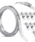 Durable 304 Stainless Steel Hose Clamp Assortment Kit With Adjustable Worm Gear Band Strapping For Reliable Mechanical Grip And Rigid Core Construction That Holds Firm Under Pressure Without Slipping, assorted sizes
