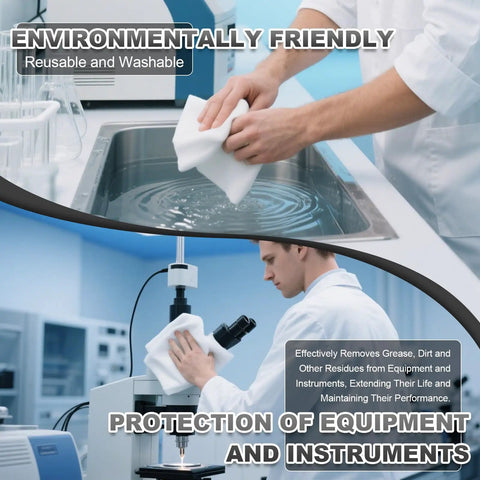 Top Shelf Hardcore Cleanroom Cloth Wipes 6X6 Inches 140 GSM Polyester Microfiber Shop Rags used in lab for cleaning equipment.