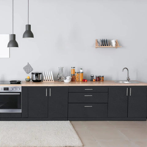 Black Peel And Stick Wallpaper 17 Inch By 240 Inch Matte Black Contact Paper Removable Waterproof Vinyl for kitchen cabinets