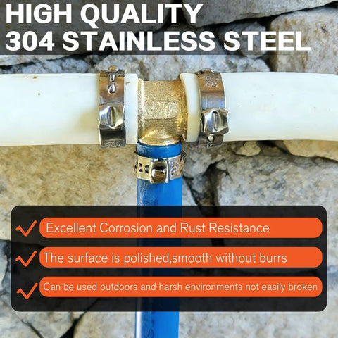 Sixteen Size Single Ear Hose Clamp Kit With 360 Pieces All In One, Fits From 5.3 To 36.1 Millimeters, 304 Stainless Stepless Clamps