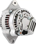Road Ready 12 Volt 125 Amp Alternator For Kubota UTV With Internal Regulator And Integrated Cooling Fan side view showing detailed mounting.
