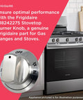 Stovetop Burner Knob For Gas Ranges And Stoves Chrome Replacement Part Pro Grade Durable Easy Install Universal Fit shown with stove