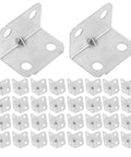 100 Pcs L Shape Corner Brackets Cold Rolled Steel 90 Degree Right Angle Fittings For Bookshelves And Chairs displayed in rows
