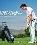 Golfer using Collapsible Golf Alignment Sticks 40 Inch 3 Pack Pro Grade Swing Training Rods for swing alignment on the course.
