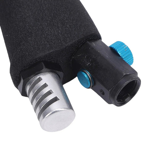 Close-up of Pneumatic Rivet Nut Kit With 400 RPM Air Tool nozzle showing self-locking mandrel and tool-free change mechanism.