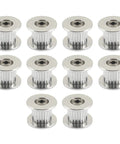 20 Teeth 5mm Bore 10mm Wide GT2 Aluminum Idler Pulley Timing Belt Wheel For 3D Printers And CNC Machines, Low Noise, High Precision, Rust Resistant, Durable Aluminum Alloy Accessory Pack Of 10, top view