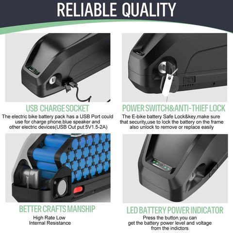 Beef Up Your Ebike With 48V 16Ah Battery With USB Port For 0-1500W Conversion Kit 768Wh Lithium Power Built In Smart BMS For Longer Range Easy Install Compatible With Bafang Mid Drive And Hub Motors