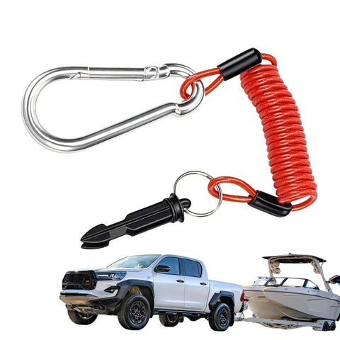 RV Breakaway Cable With Transparent Jacket Heavy Duty 4.0mm Core Cable and 1.5mm Steel Wire Lanyard for Safe Towing with truck and boat