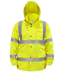 Hi Vis Waterproof Rain Jacket With Mesh Lining ANSI Class 3 Type R Lightweight Wind Resistant Safety Gear For Construction Roadwork Emergency Response And Outdoor Jobsites