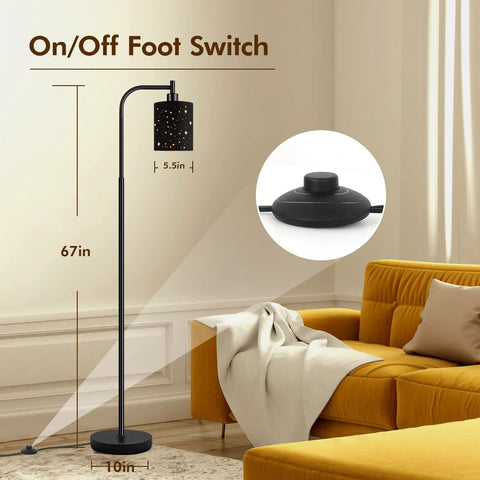 Industrial Floor Lamp With Adjustable Three Light Tree Stand for Living Room and Bedroom, tall design with foot switch shown