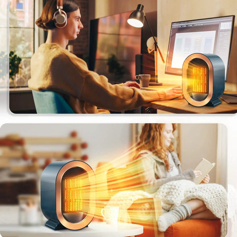 Quiet Ceramic Space Heater For Indoor Use, Portable Electric Desk Heater With 1200W and 800W Heating, Fast Heat Up on desk