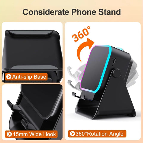 Induction Phone Stand Speaker With Colorful Lights And 3500mAh Battery Portable Hands Free Amplifier for iPhone iPad Android Samsung