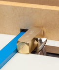 Premium Brass Setup Bars And Precision Height Gauge Master Kit For Woodworkers includes 3/4 inch brass guide block next to router bit.