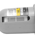 Close-up of Automatic Drain Valve for Air Systems with Translucent Filter, showing floating ball valve and aluminum cap