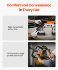 Person adjusting blade on Cordless 20V Portable Band Saw With 5 Inch Deep Cut, Beefy 360W Brushless Motor, Bare Tool Only
