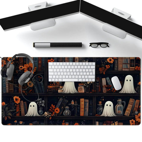 Cute Vintage Gothic Desk Pad XXL Mouse Pad For Large Desks, Dark Academia Themed Extended Keyboard Mat With Stitched Edges, Anti Slip Surface, 31.5 By 15.8 Inches For Gaming And Work