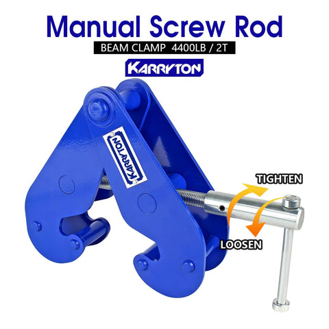 KARRYTON blue beam clamp, 2-ton heavy-duty lifting clamp for I-beams, front view