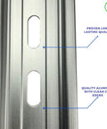 Close-up of Ten Piece DIN Rail Slotted Aluminum Channel Set RoHS Compliant For Industrial Electrical Panels 8 Inch Long 35mm Wide