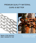 13 Foot Stainless Steel Heavy Duty Chain For Hanging Anchoring And Towing 5mm Thick Links Heat Treated, rust-resistant vs iron chain