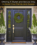 Front door featuring Rock Solid Heavy Duty Square Entry Door Handle And Single Cylinder Deadbolt Lock Set With Key in satin brass finish
