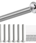 Tough As Nails Thirty Piece 304 Stainless Steel Machine Screws Size 8 32 One Point Five Inch Phillips Pan Head fasteners with storage box.
