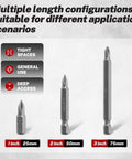 208 Piece Master Screwdriver Bit Set with three Phillips bits in various lengths for tight spaces, general use, and deep access.