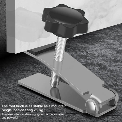 No Hassle Tile Leveling Jack With Smooth Telescoping Arm And Knurled Micro Dial For Dead On Floor Tile Placement And Heavy Duty Labor Saving Contractor Tool with close-up of adjustment knob and load-bearing frame.