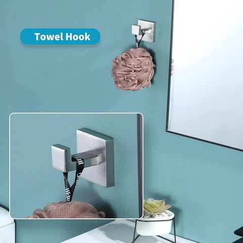 Gold Five Piece Bathroom Hardware Set Wall Mounted 23.6 Inch Towel Bar Brushed Gold Finish 304 Stainless Steel robe hook detail
