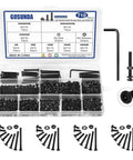DIYer Friendly 710 Piece M3 Screws Assortment Kit With 8 Lengths 6 8 10 12 16 20 25 30 Mm Cross Pan Head Self Tapping Machine Screws In Stainless Steel Zinc Plated Carbon Steel All In A Handy Sorting Box. Black M3 screws assortment kit in a clear organizer box with hex key, nuts and washers