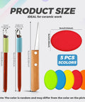 2 Pack Pottery Carving Tool Set With U And V Shaped Blades Wooden Handles And Five Colored Edge Sponges Shaping Knife For Ceramics Clay Modeling And Diy Sculpting Projects product image with tools and sponges shown
