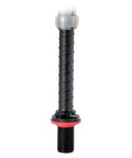 Universal Toilet Fill Valve Kit Two Pack Quiet Fast Fill No Fuss Easy Install Adjustable Tank black valve component close-up.