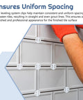500-Pack Tile Spacers Set 1mm Removable Cross Spacers Corner Separators being used on tiles for even grout and level surface