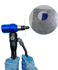 Hydraulic Knockout Hole Punch Set 1/2 To 2 Inch Electrical Conduit Cutter Kit for Metal in use on metal sheet.