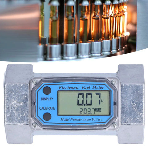 Industrial 2In Turbine Flow Meter With Digital End Turbine Meter For Liquid Fuel Water Gas Oil, front view showing display.