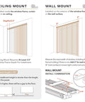 Installation guide for Cordless 4 Rail Sliding Panel Track Blinds For Doors And Windows, ceiling and wall mount instructions.