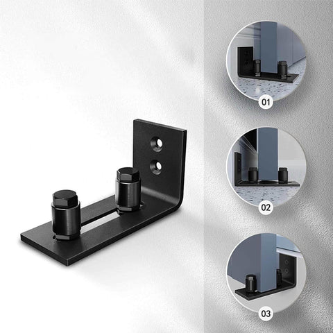 Sliding Barn Door Guide System With Bottom Pocket Track And Rollers Heavy Duty Adjustable Hardware Kit installed views