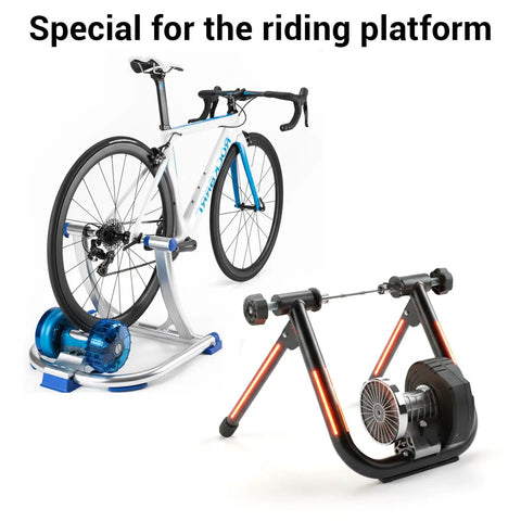 Rapid Dope Quick Release Wheel Skewer For Indoor Bike Trainers on a bicycle with turbo trainer, rear view