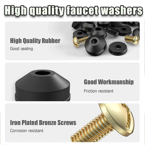 48 Piece Outdoor Faucet Washer Kit With Brass Screws And Flat And Beveled Washers, featuring high quality rubber and good workmanship.
