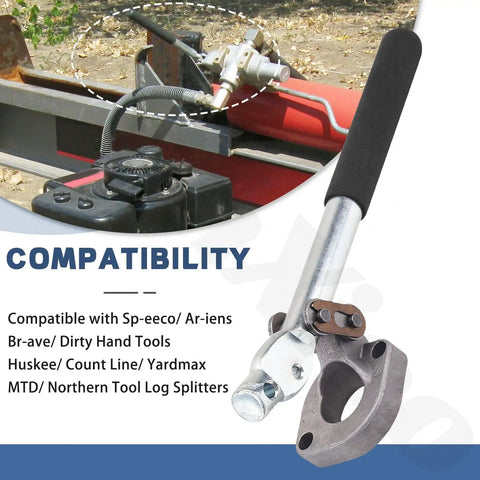 Heavy Duty Hydraulic Direction Control Valve Handle With Easy Install Mounting Bracket And Chain Assembly Replaces 0C000908 0A002851 900-3905-95 26264B 718-0523 Goes With Bandit Wood Chippers And Stump Grinders MTD Craftsman Yard Tools, in use with hydraulic equipment, showcasing installation compatibility with log splitters.