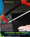 Expanded PVC Plastic Sheets 6 By 12 Inches Black Rigid Board being cut with a saw, showcasing easy customization features.