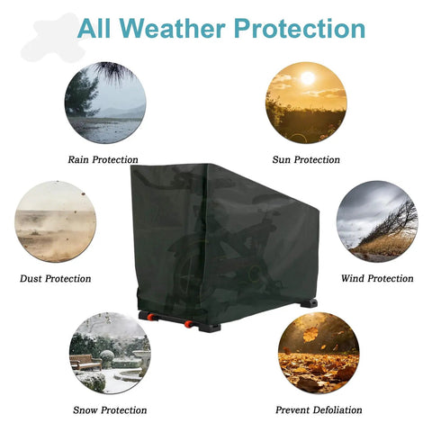 All Weather Indoor Outdoor Exercise Bike Cover For Cannondale Smart Trainer Ecosystem Setup 2022 to 2025 showing protection against weather elements