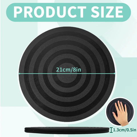 8 Inch Heavy Duty Rotating Swivel Stand With 360 Degree Rotation And Steel Ball Bearings, shown with hand for size