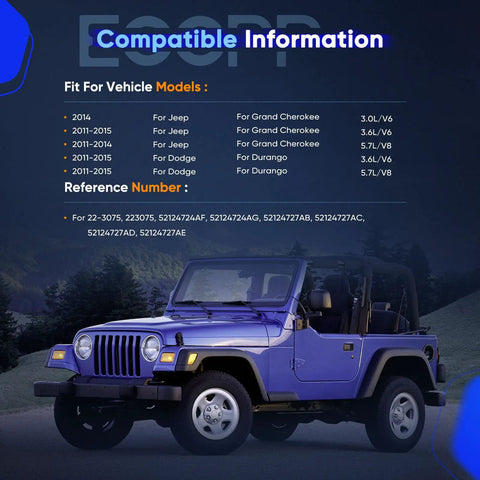 Image showing compatibility information for hydraulic power steering rack for 2011-2015 Jeep Grand Cherokee and Dodge Durango.