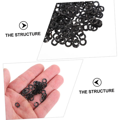 500 Piece Wave Washers Set Spring Steel Compression Gaskets Kit For Machine Repair, Sturdy Wavy Washers Assortment For Auto, Home, And Shop DIY Fixes Easy, black wave washers in hand