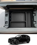 Mazda CX 90 CX 70 Center Console Organizer Tray For 2024 2025 2026 Models, black ABS tray with compartments, installed view.