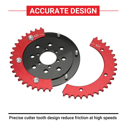 420 Split Chain Sprocket 42 Tooth With Sprocket Adapter for Mini Bike Go Kart Upgrades Compatible With Coleman CT200U CT200U EX BT200X Baja Warrior MB165 MB200 Predator 212cc 196cc Engines 5.5HP 6.5HP