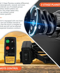 Illustration of 3-stage planetary gears and wireless remote of Beefy 2000 Lb Electric Winch for ATVs and UTVs 12V DC waterproof kit