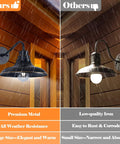 Comparison of premium matte black gooseneck barn outdoor light fixture with rusted iron light under rain, showcasing durability and design.