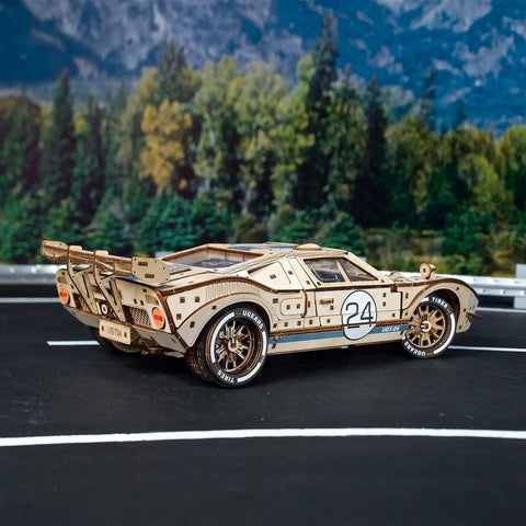 Endurance Racer DIY Model Car Kit 3D Puzzle wooden 1:12 sports car with racing decals and rear spoiler